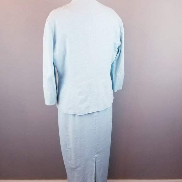 Jessica Howard Mint Linen Sheath Dress with Embroidered Jacket Women's Size 14 - Picture 6 of 12